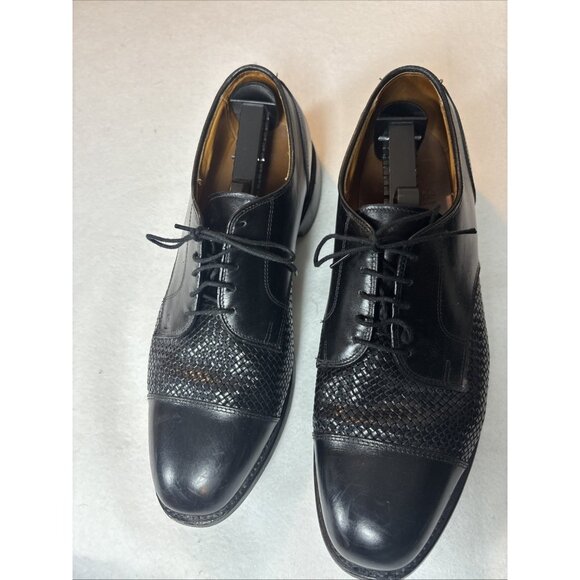 Allen Edmonds Men\'s Black Leather Shoes Lauderdale Woven Cap Toe Size 9 .5D main image 3